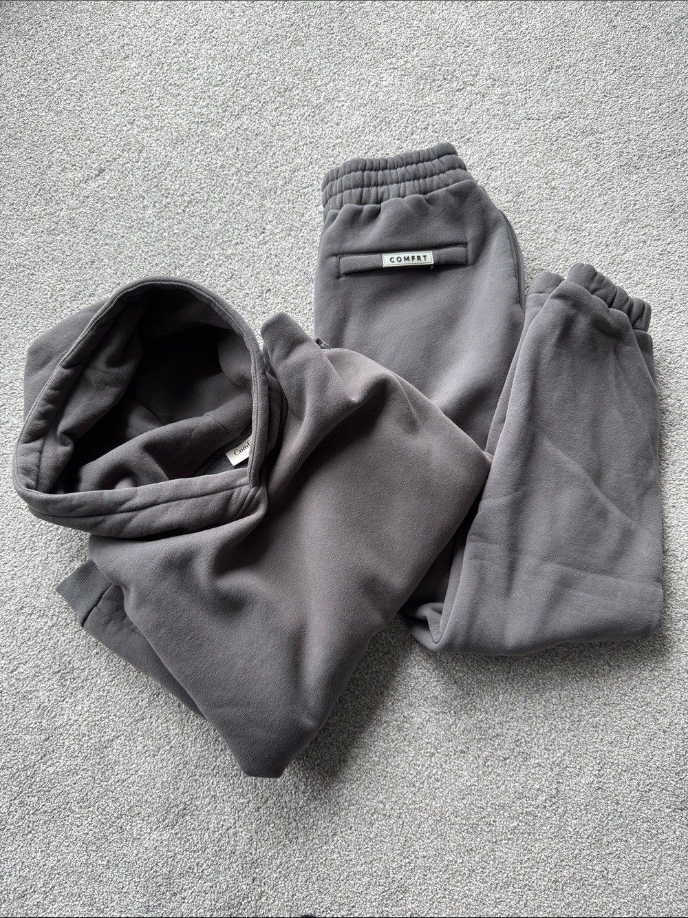 Comfrt Travel Essentials Hoodie and Sweatpants in Steel Gray